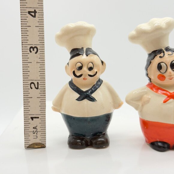 Vintage Ceramic Bug Eyed Mr. & Mrs. Chef 3.5" Salt & Pepper Shakers Japan - Picture 3 of 8